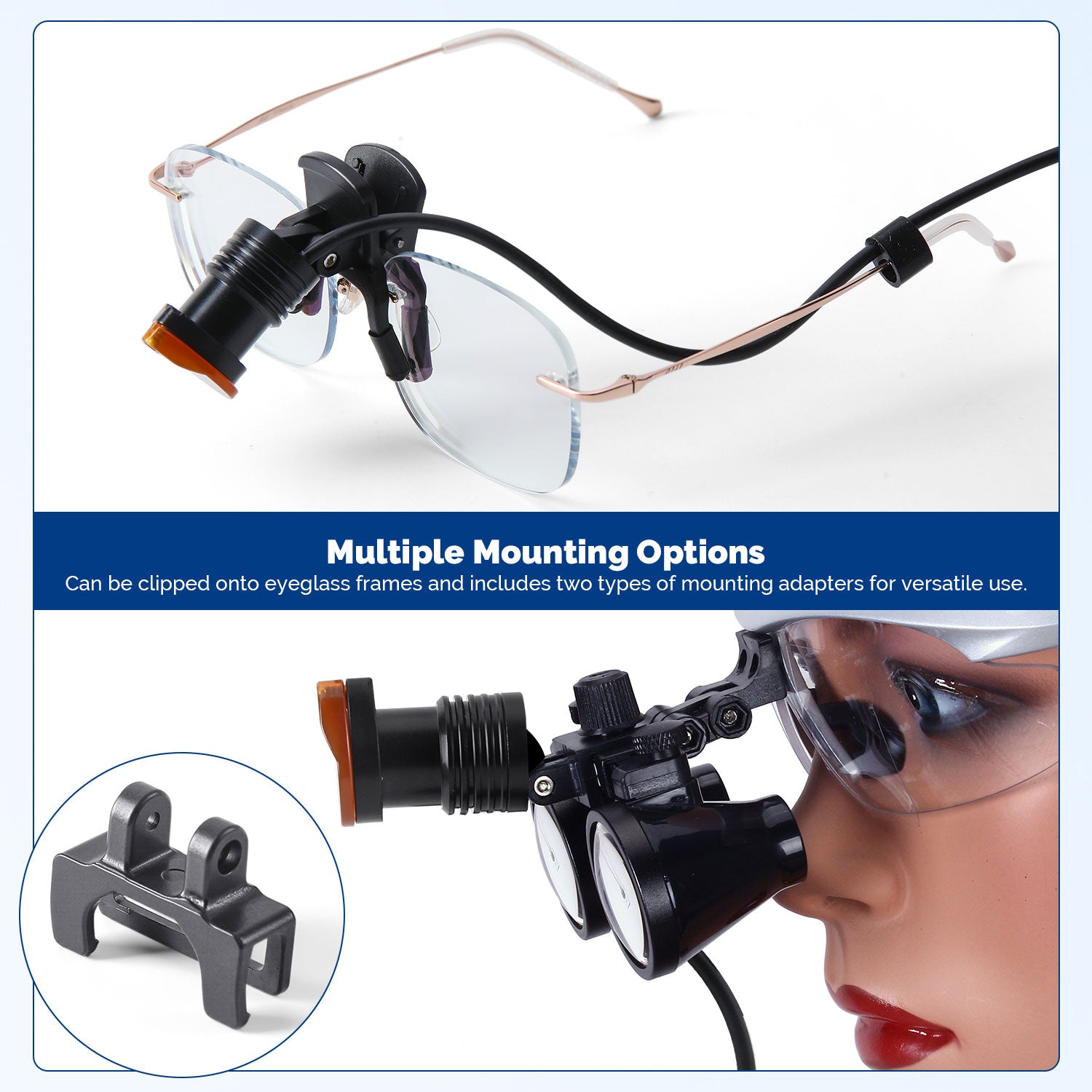 Dental LED Headlight 3W Wired 3 Adjustable Brightness Levels 2 Mounting Options - azdentall.com