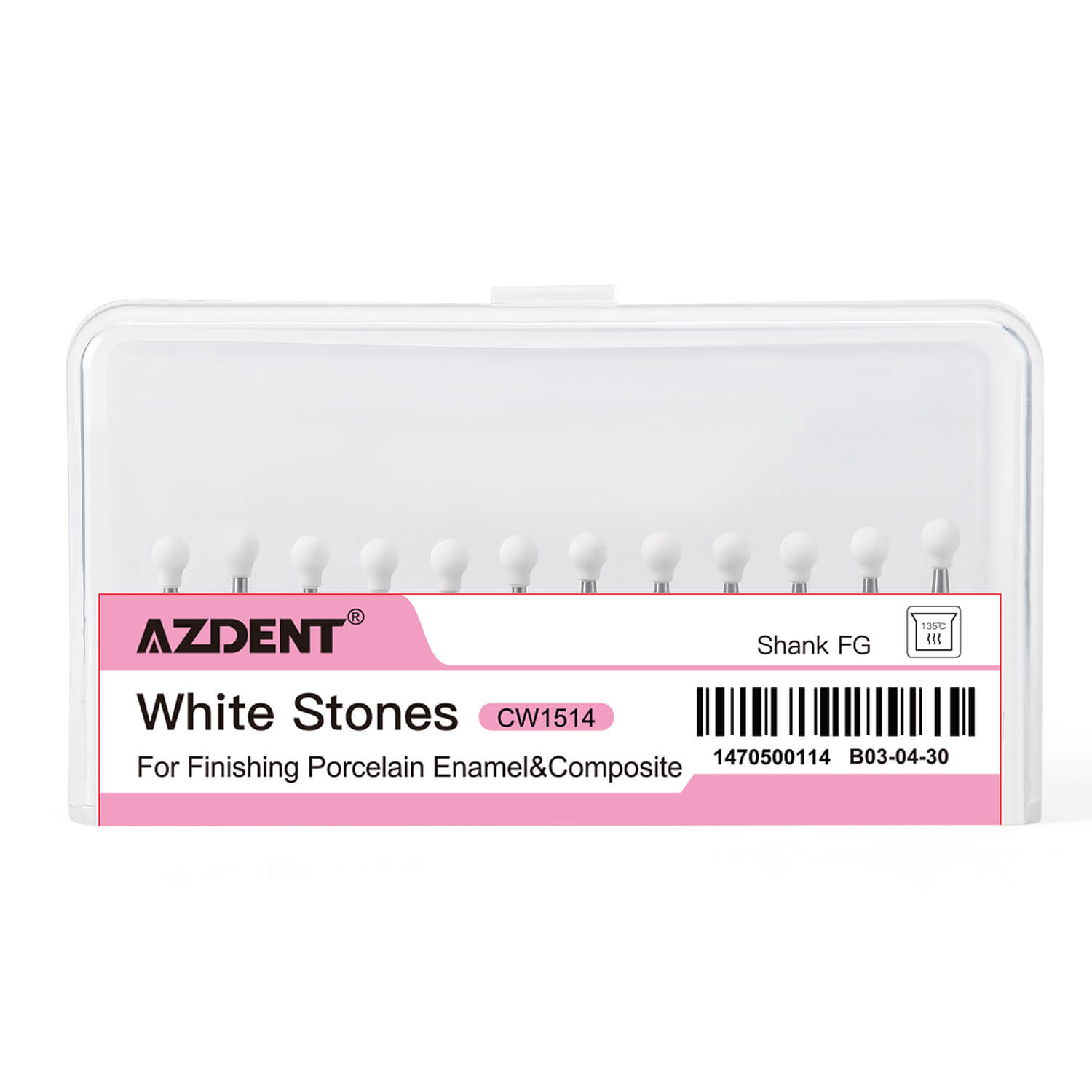 AZDENT Dental Polishing FG Burs Round Shape White Stone 12pcs/Kit - azdentall.com
