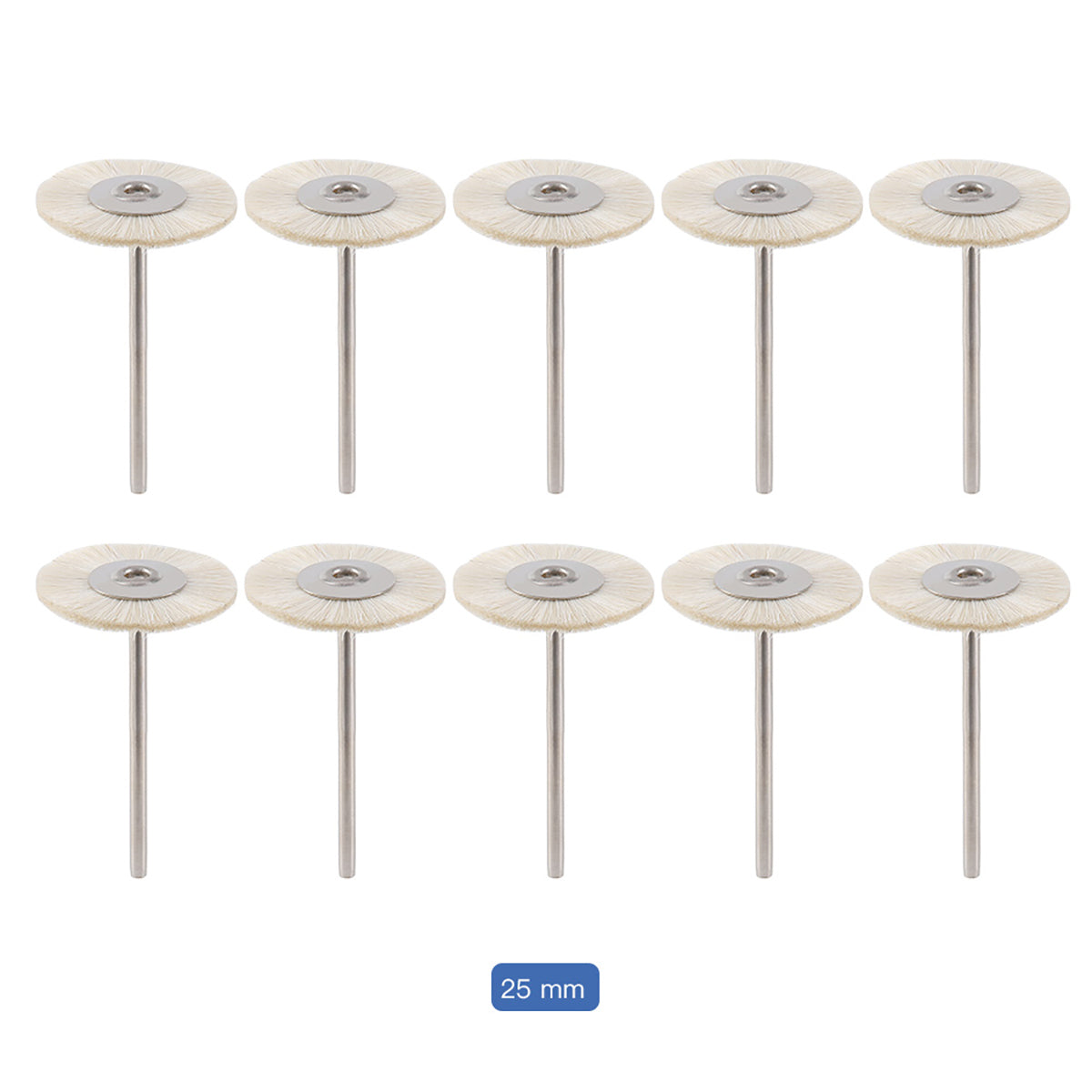 Dental Polishing Brush Wheel White Goat Hair 25mm 10pcs/Pack - azdentall.com