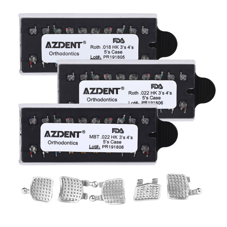 AZDENT Dental Metal Brackets MIM Monoblock Full Size 20pcs/Pack - azdentall.com