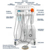 Portable Dental Mobile Cart Delivery Unit 4 Holes with Air Compressor Built-in ultrasonic scaler & Curing light - azdentall.com