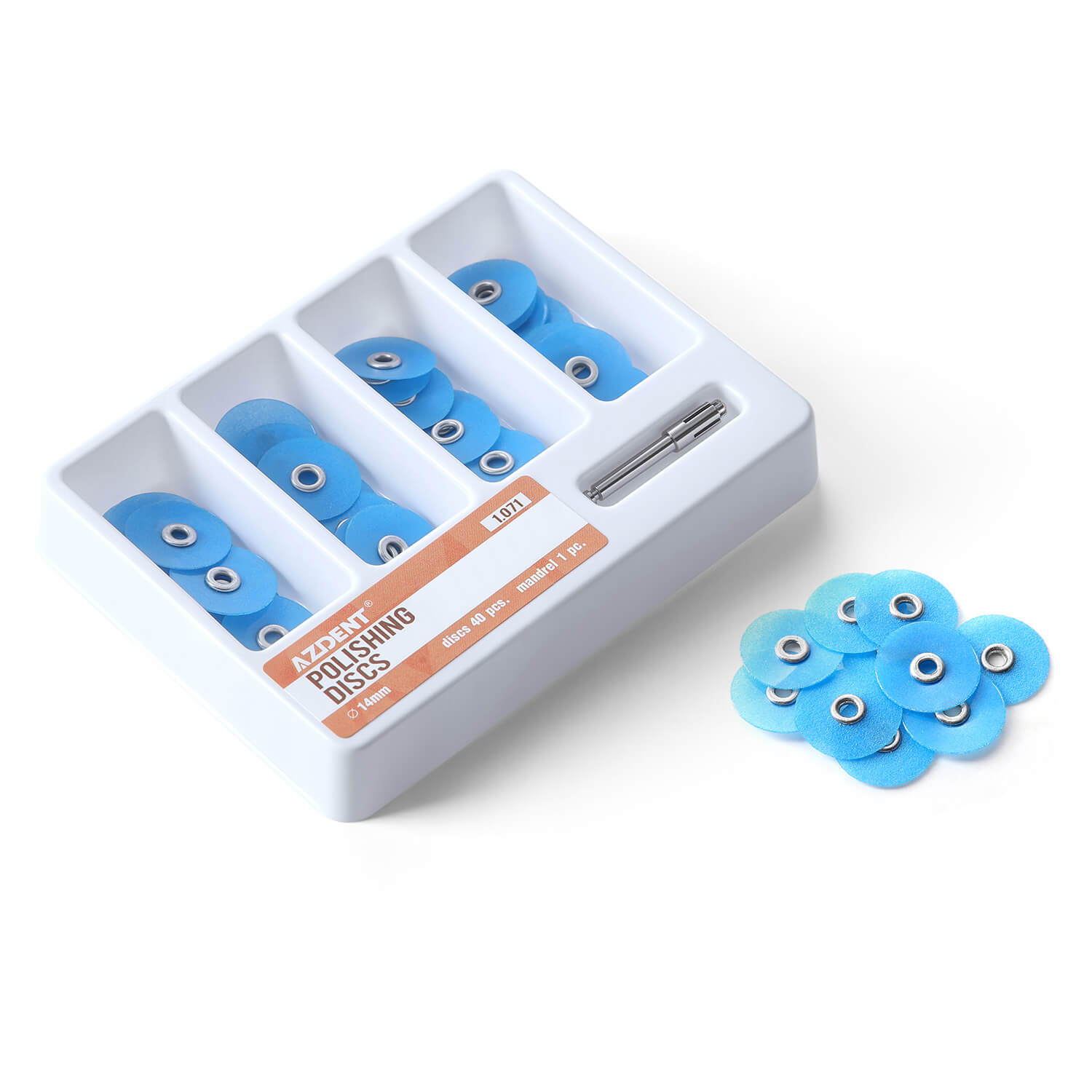 AZDENT Composite Polishing Discs φ14mm with Mandrel NO1.071 40Pcs/Box