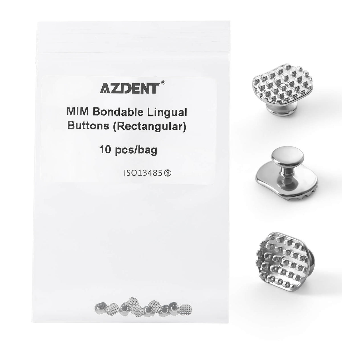 Boonsable AZDENT Dental Orthodontic Metal Lingual Button Monoblock Bondable Rect