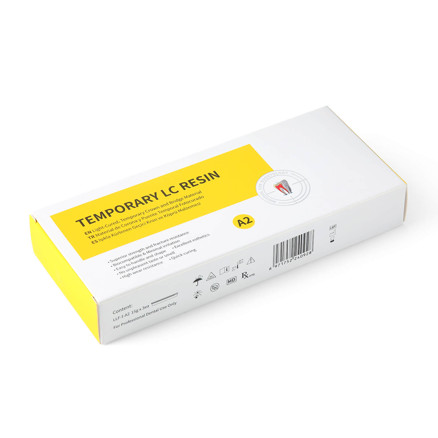 Dental Temporary Crown and Bridge Resin Light Cured Resin Material Shade A2 15g*3/Box - azdentall.com