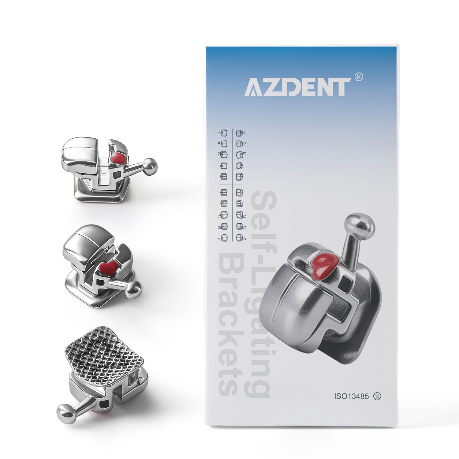 AZDENT Dental Metal Self-Ligating Brackets Roth/MBT .022 Hooks 345 With Buccal Tube Movable Hook Auxiliary Hole 20+8/Box - azdentall.com