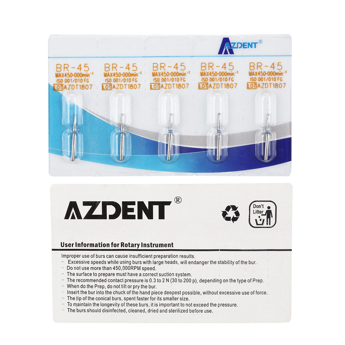 AZDENT Diamond Bur FG BC S43 Round With Collar 5pcs/Pack-azdentall.com