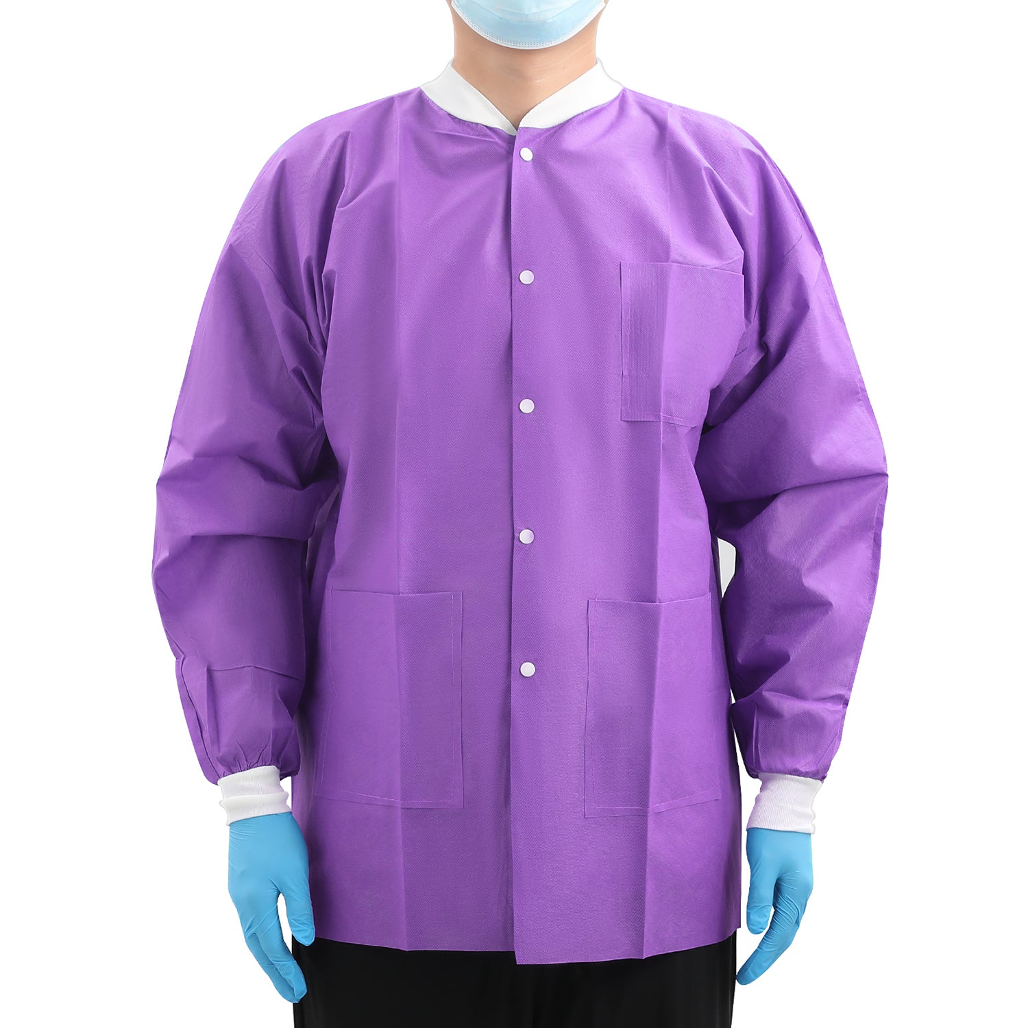 d*9様 60LINEN LAW i SLEEVE CUF JKT 未使用 Disposable SMS Medical Lab Jackets with Knit Cuffs & Collar 3