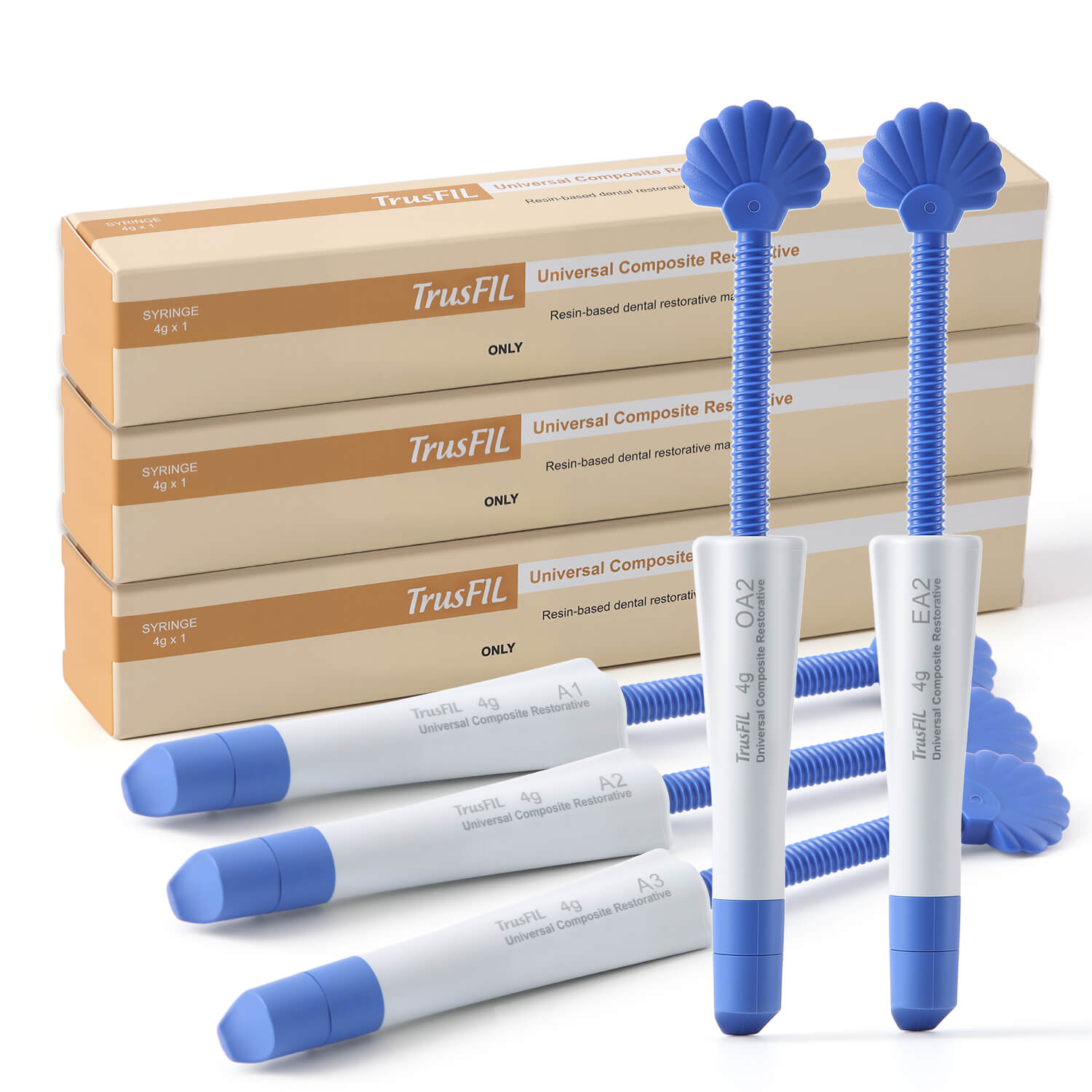 Dental Universal Composite Restorative Resin Light Cure A1 A2 A3 EA2 OA2 4g/Syringe - azdentall.com