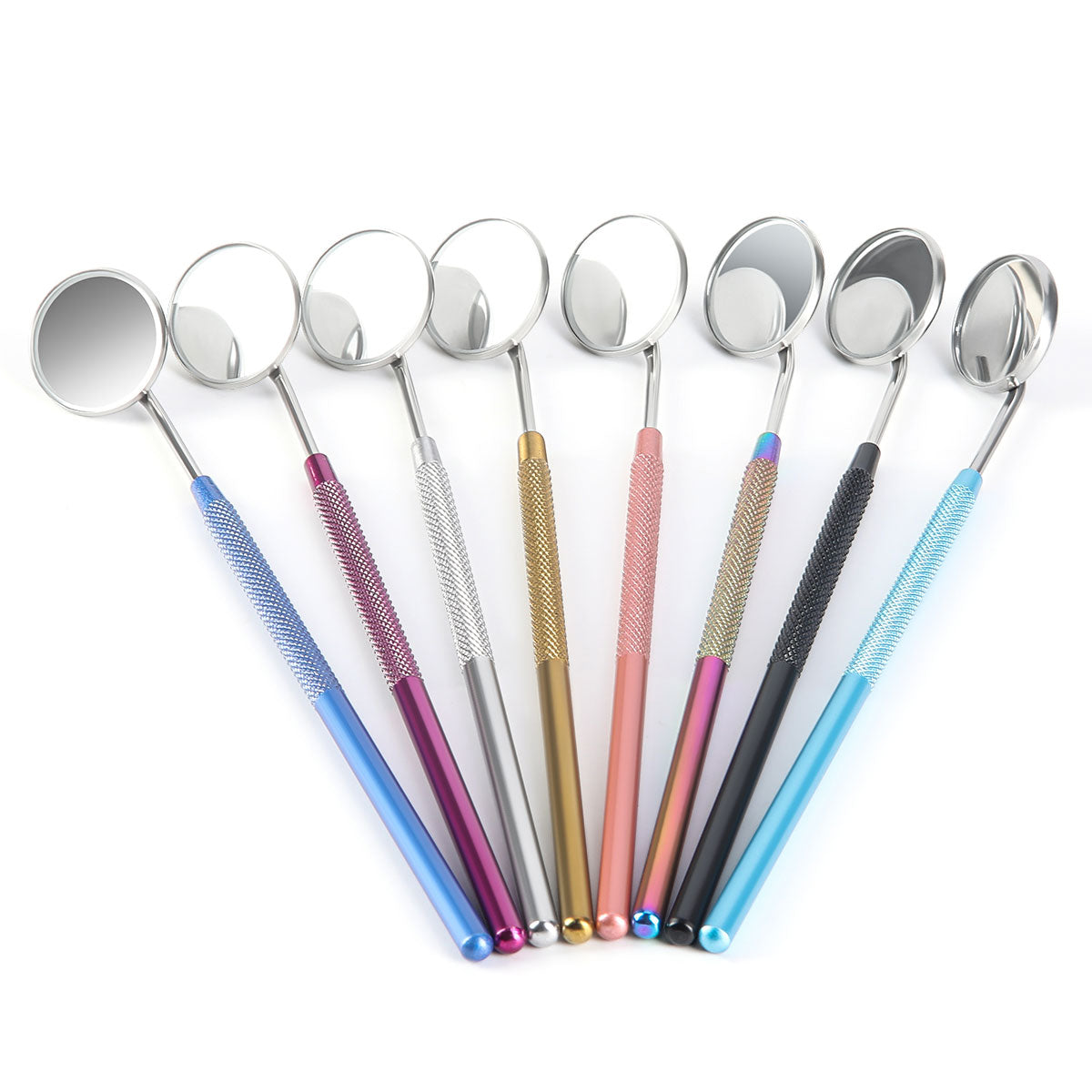 Dental Colorful Mouth Mirror Stainless Steel Non-slip Handle 8pcs/Pack - azdentall.com