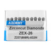 AZDENT Dental Diamond Burs FG Cutting Zirconia Ceramic Round End Inverted Cone for High Speed Handpiece Z237-032M 10pcs/Box - azdentall.com