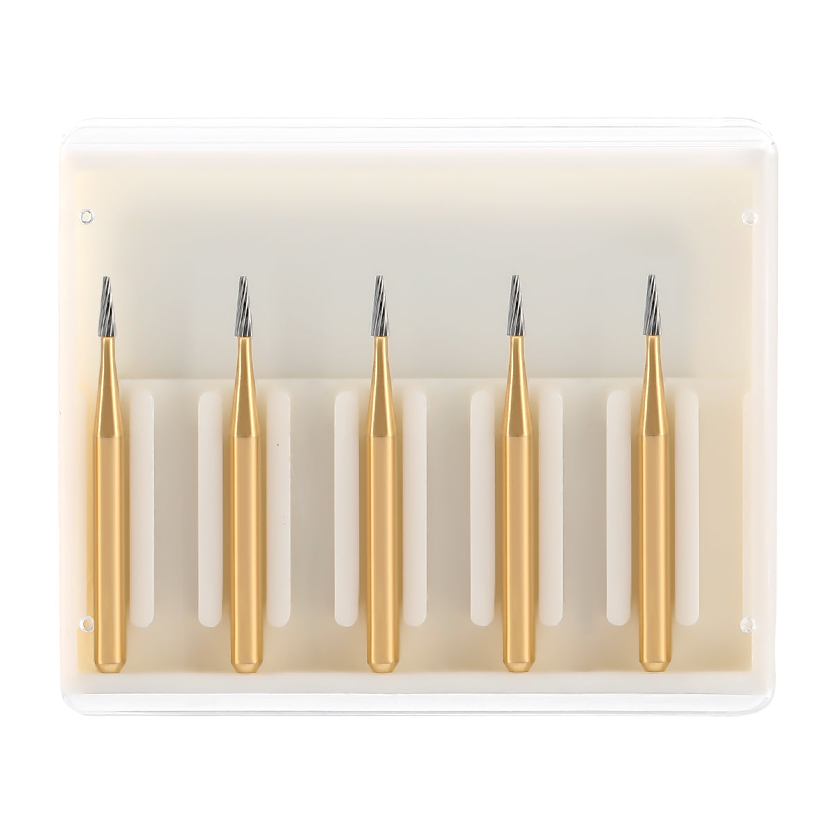 Dental FG Tungsten Carbide Burs Trimming & Finishing Taper Fissure 12 Fluted FG7114 5pcs/Box - azdentall.com