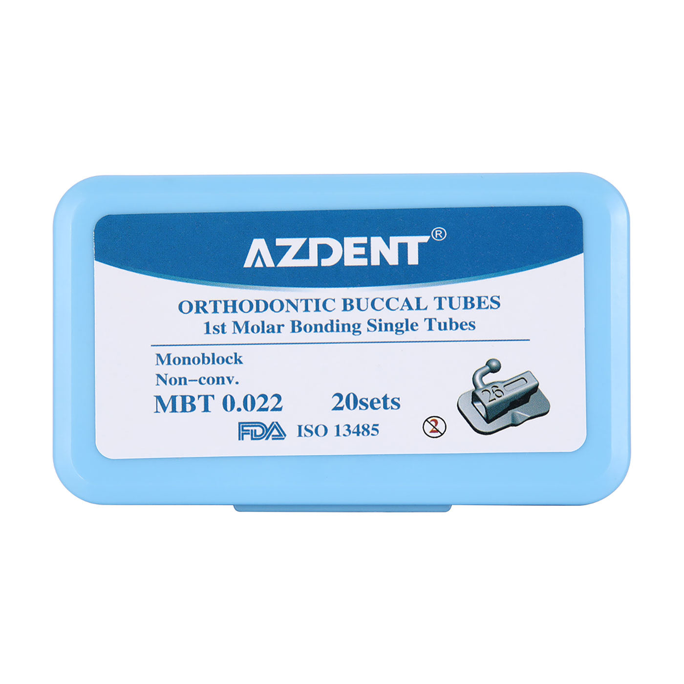 AZDENT Buccal Tube 1st Molar Bondable Monoblock Non-Convertible MBT 0.022 Laser Mark 20Sets/Bx - azdentall.com