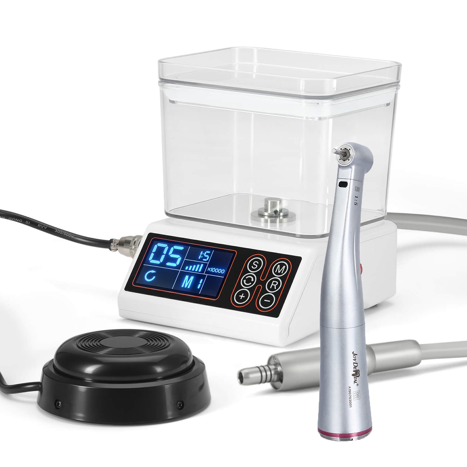 Dental Brushless LED Electric Micro Motor System + 1:5 Increasing Electric Fiber Optic Contra Angle Handpiece - azdentall.com