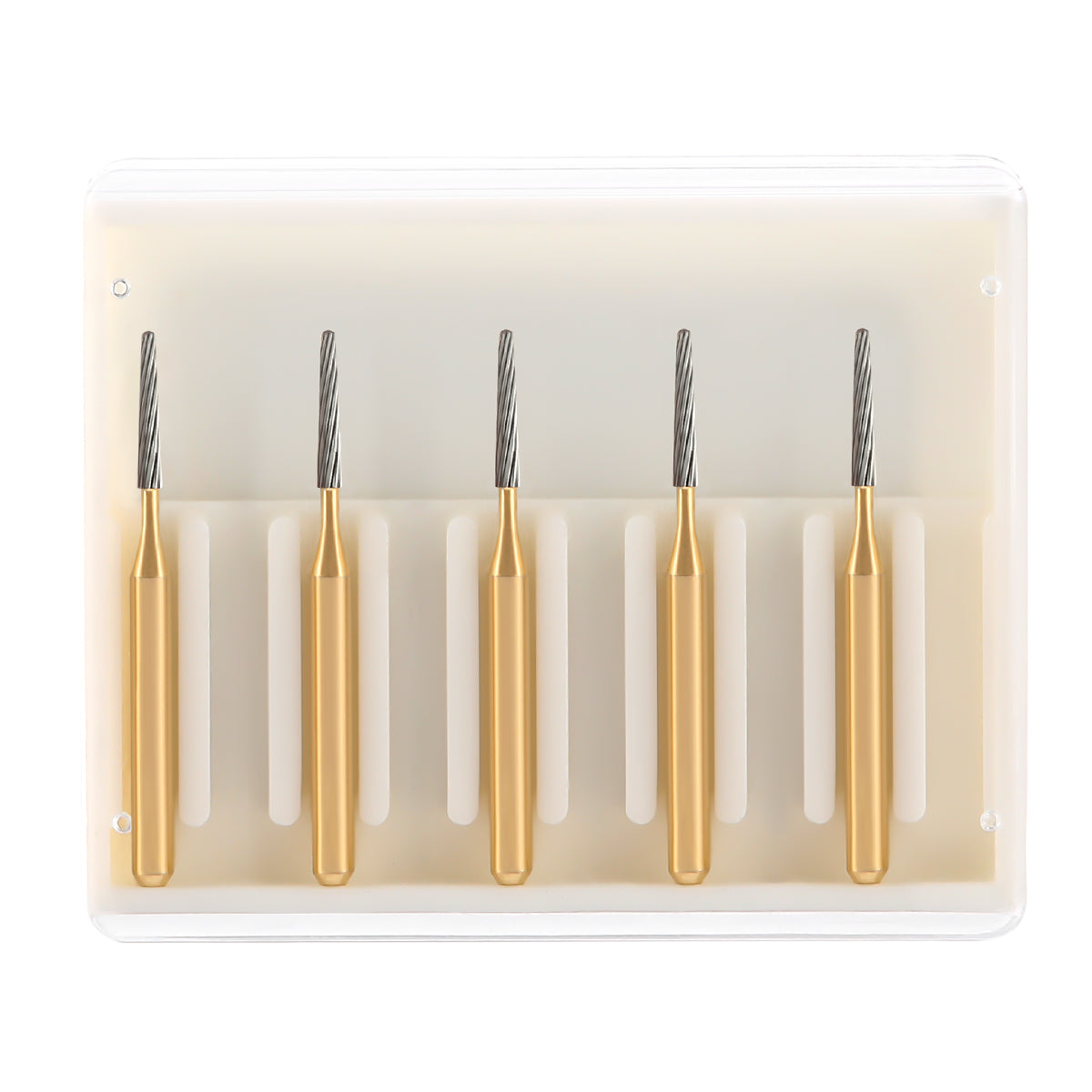 Dental FG Tungsten Carbide Burs Trimming & Finishing Taper Fissure 12 Fluted FG7214 5pcs/Box - azdentall.com