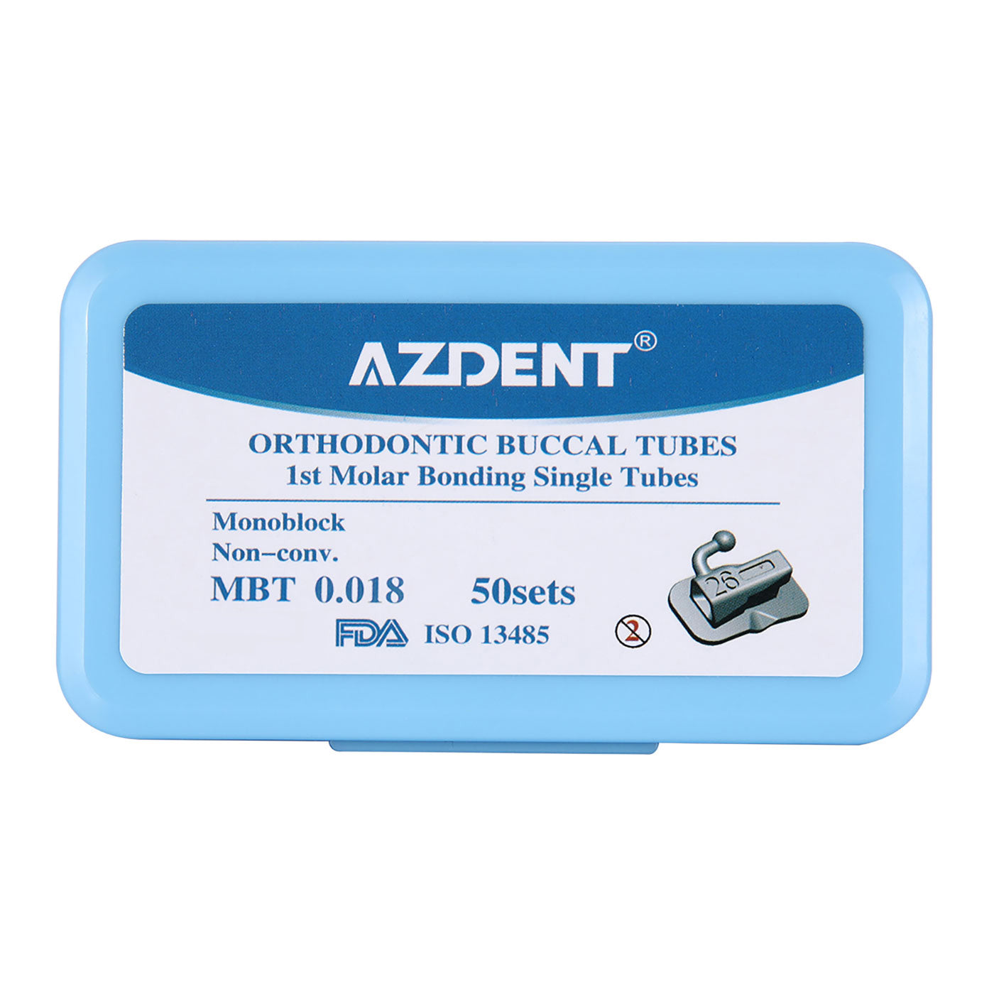 AZDENT Buccal Tube 1st Molar Monoblock Non-Convertible MBT 0.018 50Sets/Bx - azdentall.com