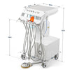 Portable Dental Mobile Cart Delivery Unit 4 Holes with Air Compressor Built-in ultrasonic scaler & Curing light - azdentall.com