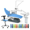 Dental Unit Chair Computer Controlled DC Motor Hard Leather with Stool J2688-A1 Sky Blue - azdentall.com