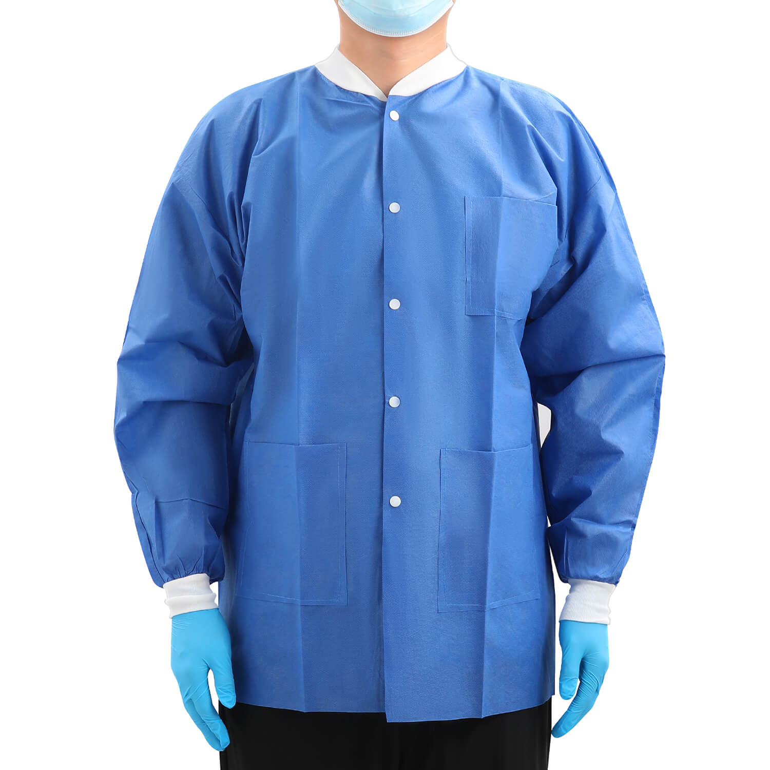 Disposable SMS Medical Lab Jackets with Knit Cuffs & Collar 3 Pocket S/M/L - azdentall.com