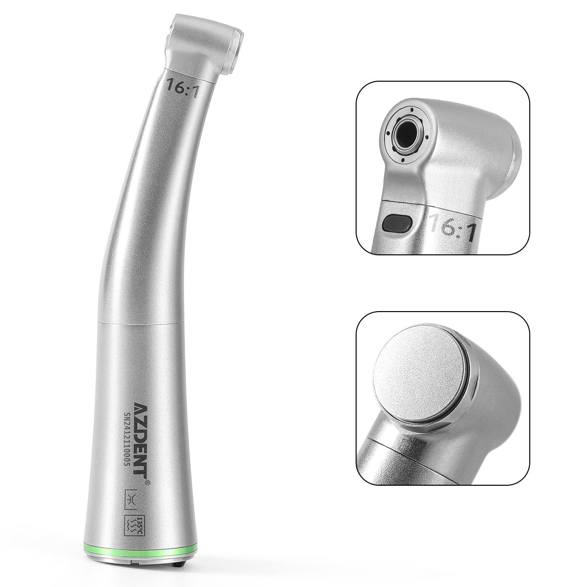 AZDENT Dental Mini 16:1 Fiber Optic Contra Angle Low Speed Handpiece - azdentall.com