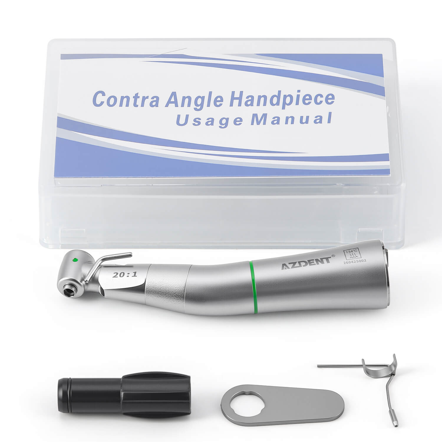 AZDENT Dental Fiber Optic LED 20:1 Implant Contra Angle Low Speed Handpiece Removable Design - azdentall.com
