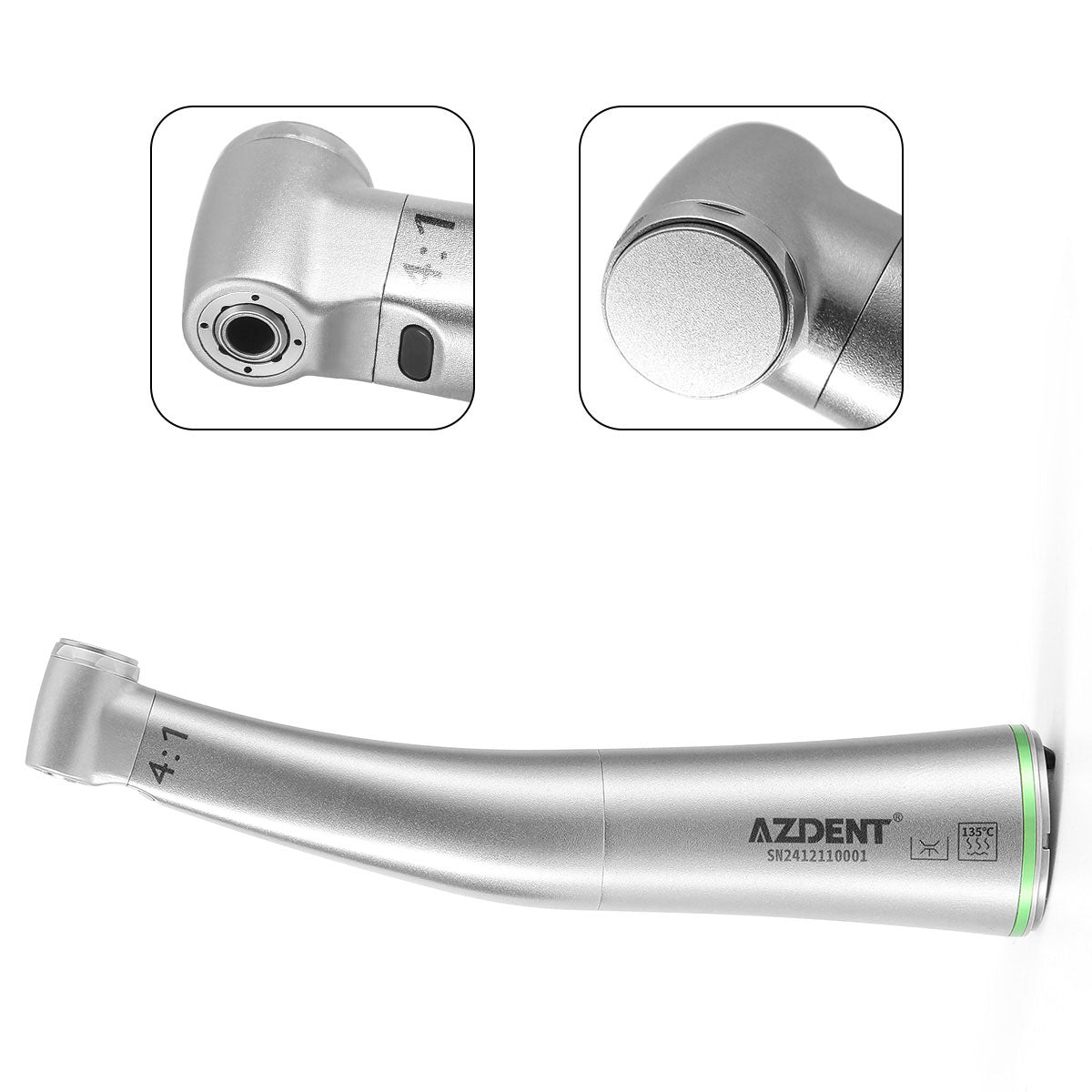 AZDENT Dental Mini 4:1 Contra Angle Fiber Optic Low Speed Handpiece - azdentall.com