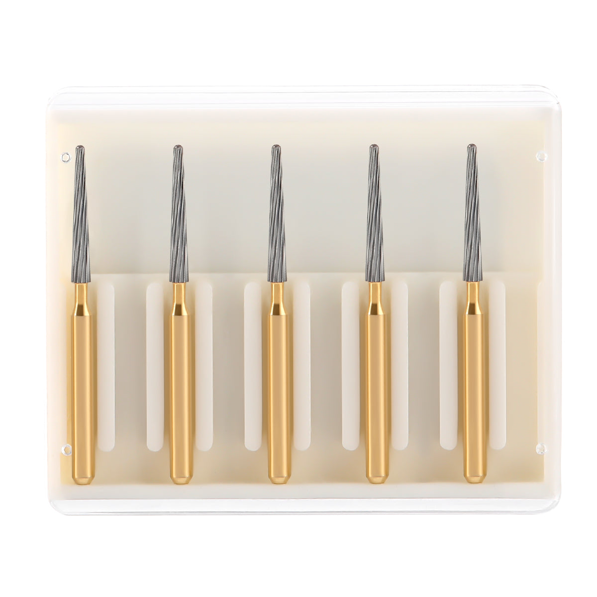 Dental FG Tungsten Carbide Burs Trimming & Finishing Taper Fissure 12 Fluted FG7714 5pcs/Box - azdentall.com