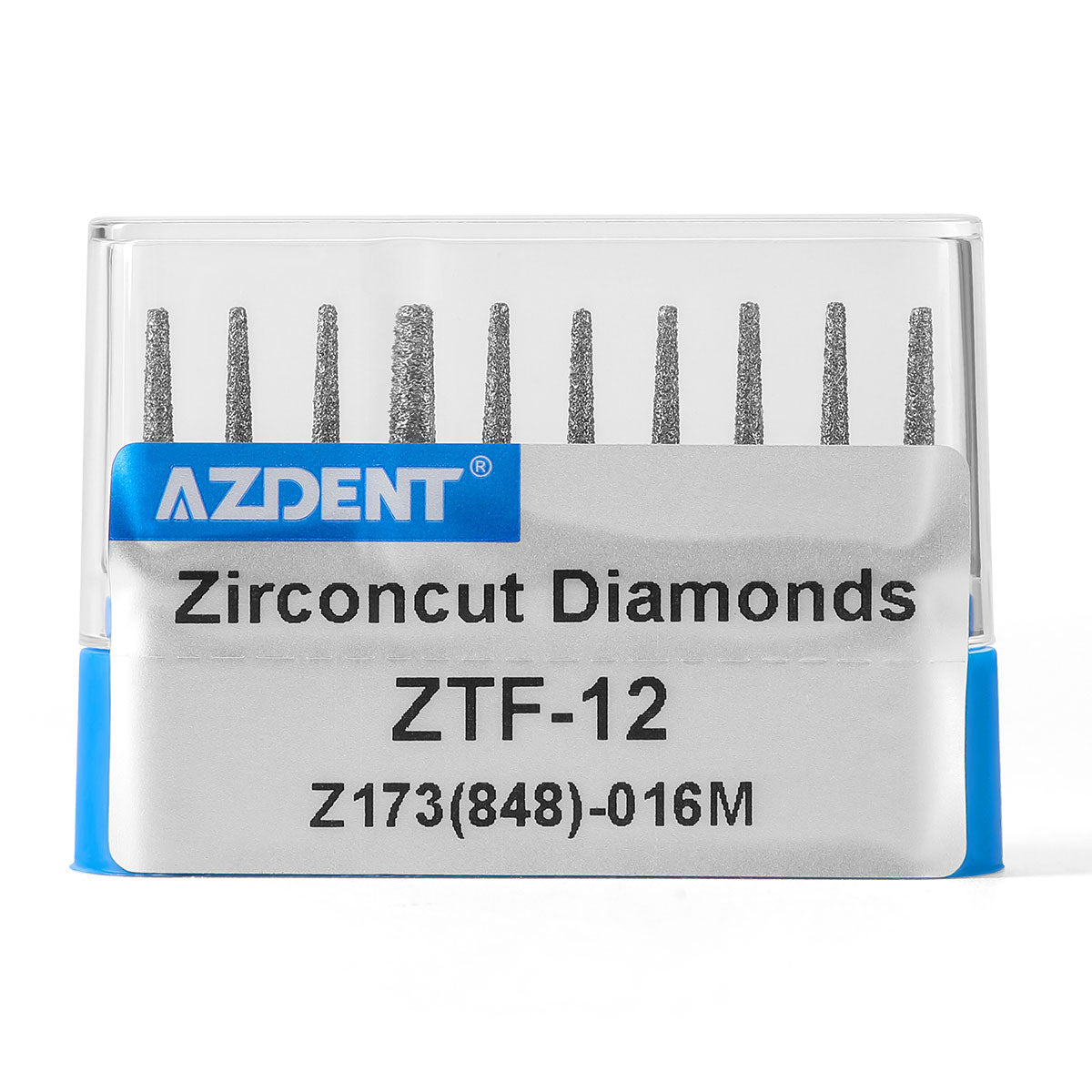 AZDENT Dental Diamond Burs FG Cutting Zirconia Ceramic Flat End Taper for High Speed Handpiece Z173-016M 10pcs/Box - azdentall.com