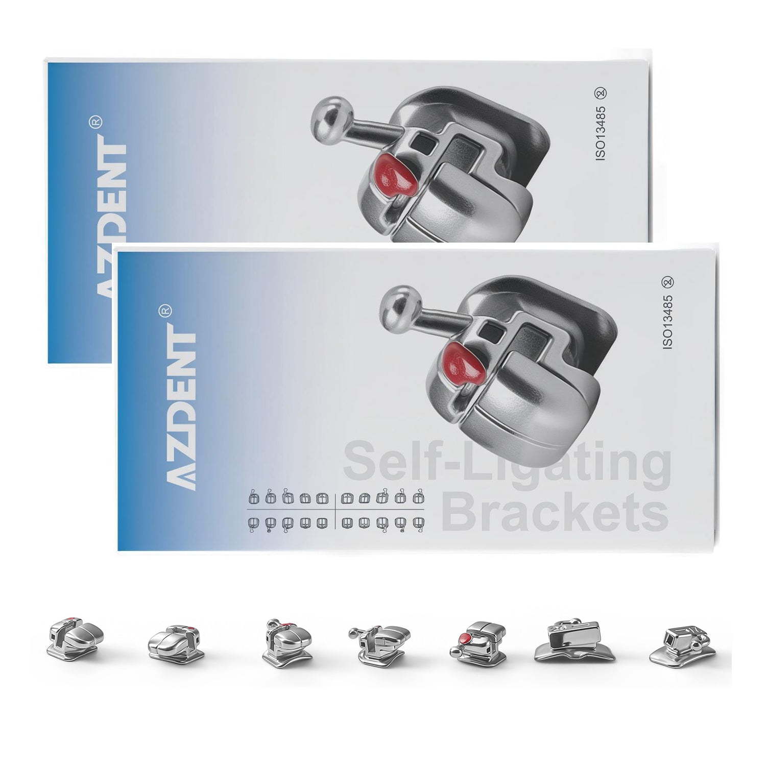 AZDENT Dental Metal Self-Ligating Brackets Roth/MBT .022 Hooks 345 With Buccal Tube Movable Hook Auxiliary Hole 20+8/Box - azdentall.com