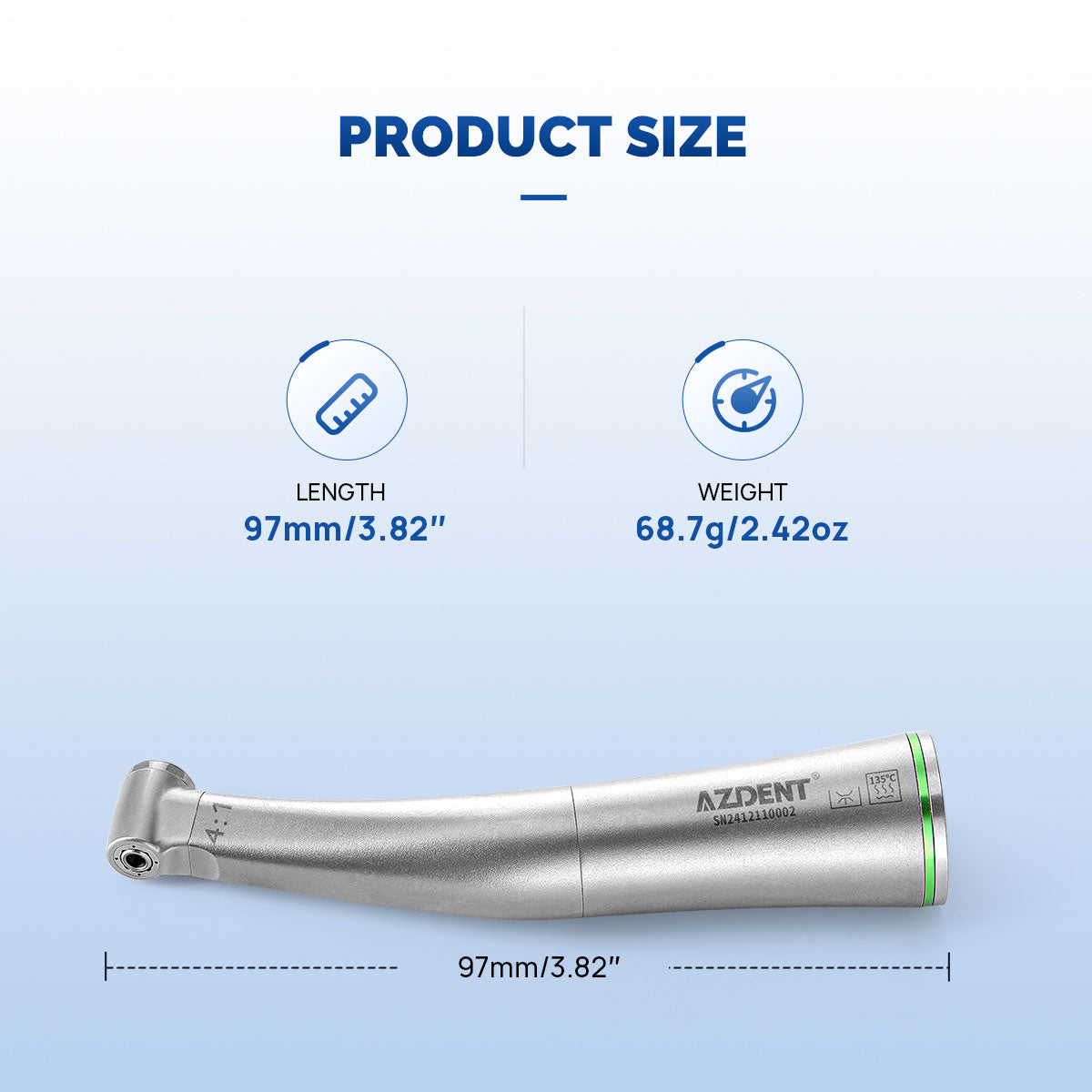 AZDENT Dental 4:1 Low Speed Handpiece Contra Angle Mini Head Quattro Spray For Endo or Prophy - azdentall.com