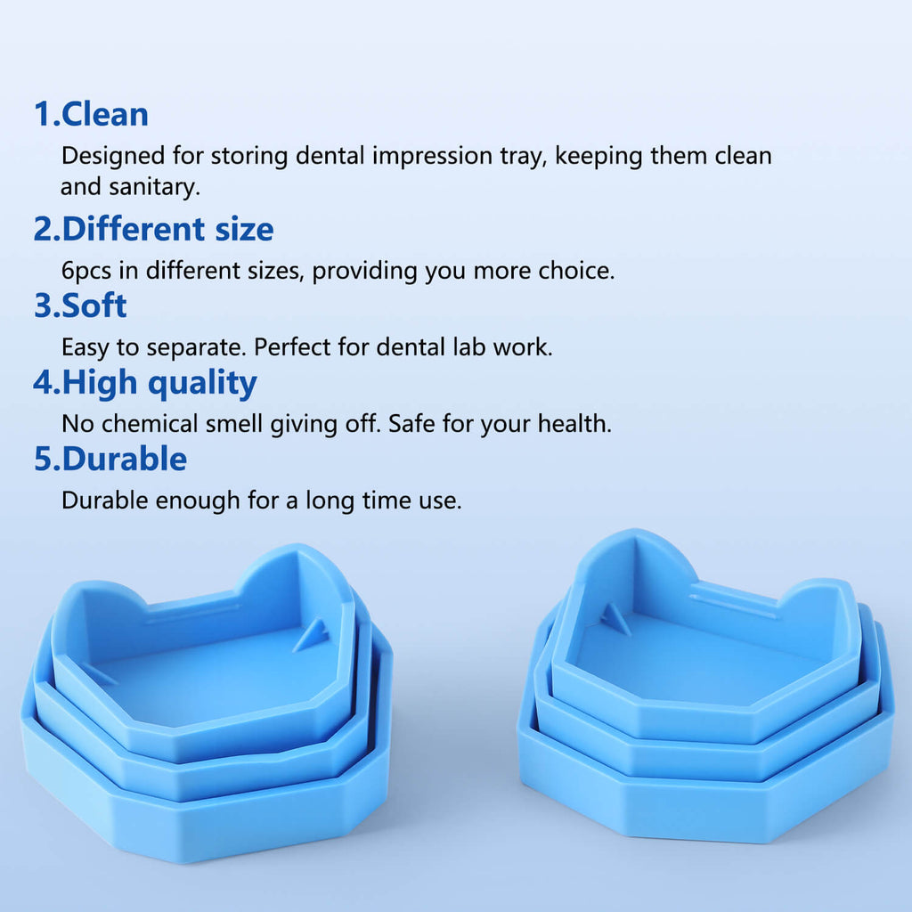 Dental Model Base Silicon Rubber Plaster Denture Tray Impression Former Base 6pcs/Set - azdentall.com
