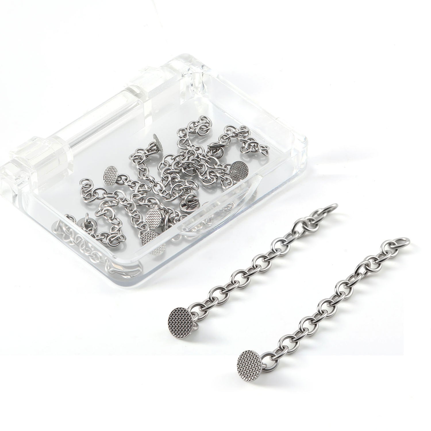 AZDENT Dental Orthodontics Traction Button Chain Silver Round 10pcs/Box - azdentall.com