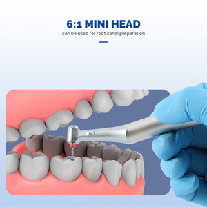 Dental 6:1 Reduction Endo Handpiece Contra Angle Mini Head Push Button - azdentall.com