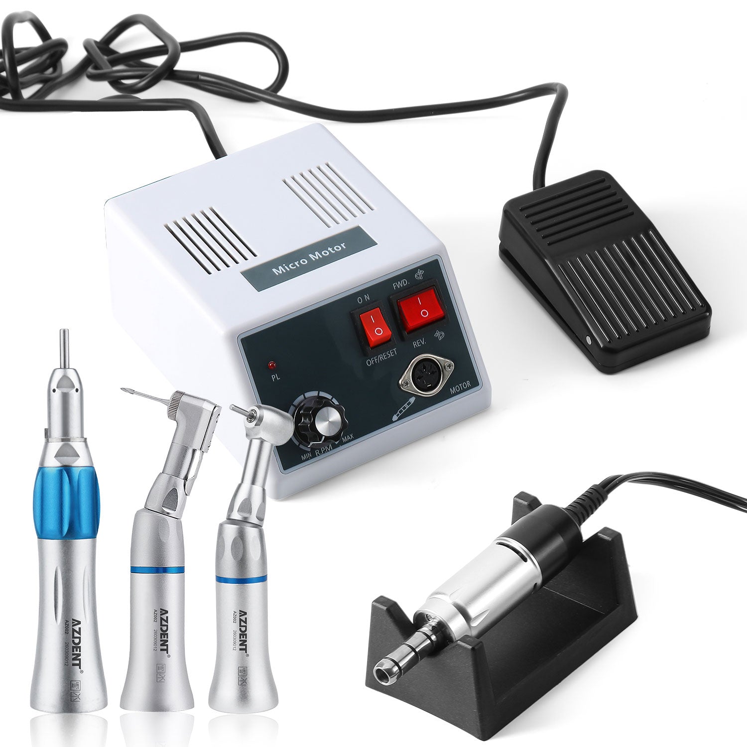 Dental Hand Grinder Micromotor Polishing E-type 35000 RPM With 1:1 Low Speed Straight Handpiece & Contra Angle - azdentall.com