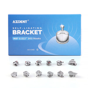 AZDENT Dental Orthodontic Self-Ligating Brackets Spherical Monoblock Roth/MBT .022 Hooks On 345 With Buccal Tube 24pcs/Box - azdentall.com