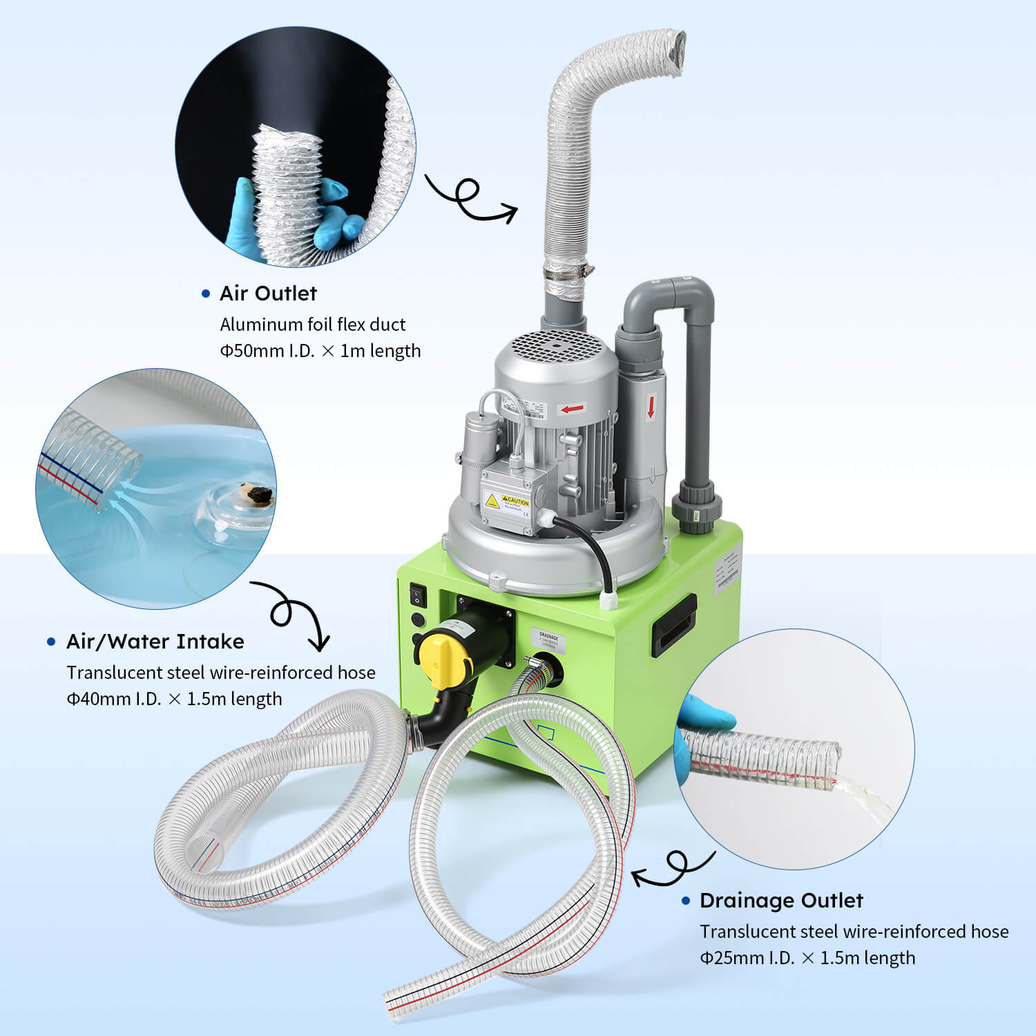Portable Dental Suction Unit 600L/min 1100W for 2-3 Dental Chair Low Working Noise - azdentall.com