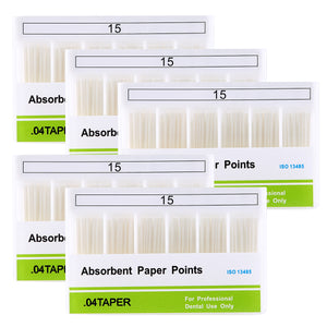 5 Boxes Absorbent Paper Points #15 Taper Size 0.04 Color Coded 100/Box - azdentall.com
