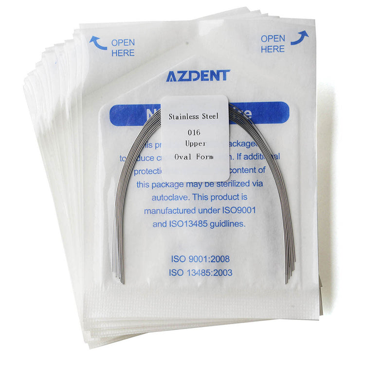 20 Packs AZDENT Archwire Stainless Steel Oval Form Round 0.016 Upper 10pcs/Pack - azdentall.com
