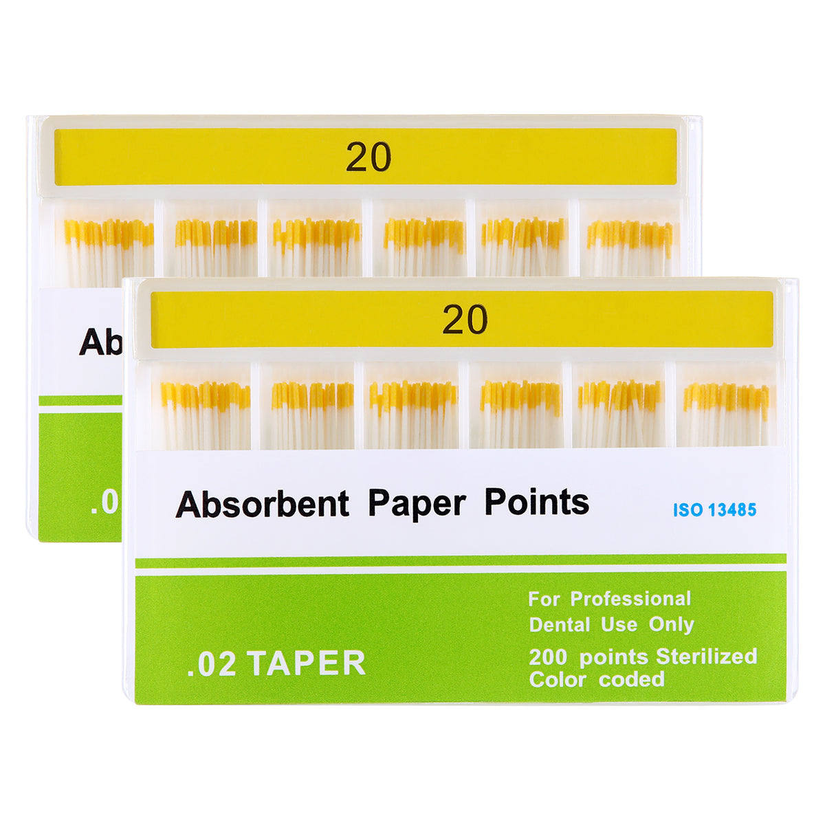 2 Boxes Absorbent Paper Points #20 Taper Size 0.02 Color Coded 200/Box - azdentall.com
