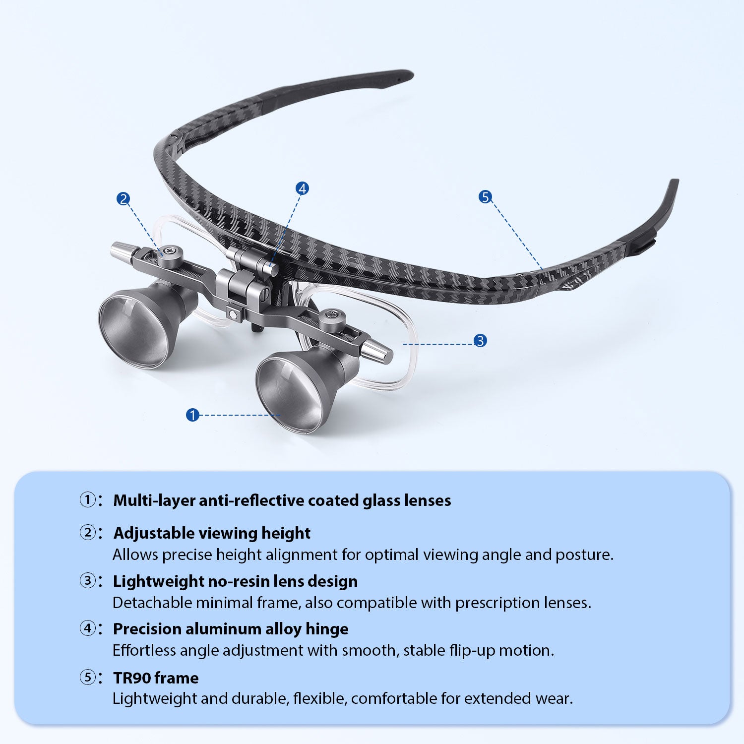 Dental Loupes Independent PD & Height Adjustment Flip-Up Design 2.5X/3.5X - azdentall.com