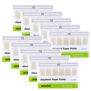 10 Boxes Absorbent Paper Points #15 Taper Size 0.04 Color Coded 100/Box - azdentall.com