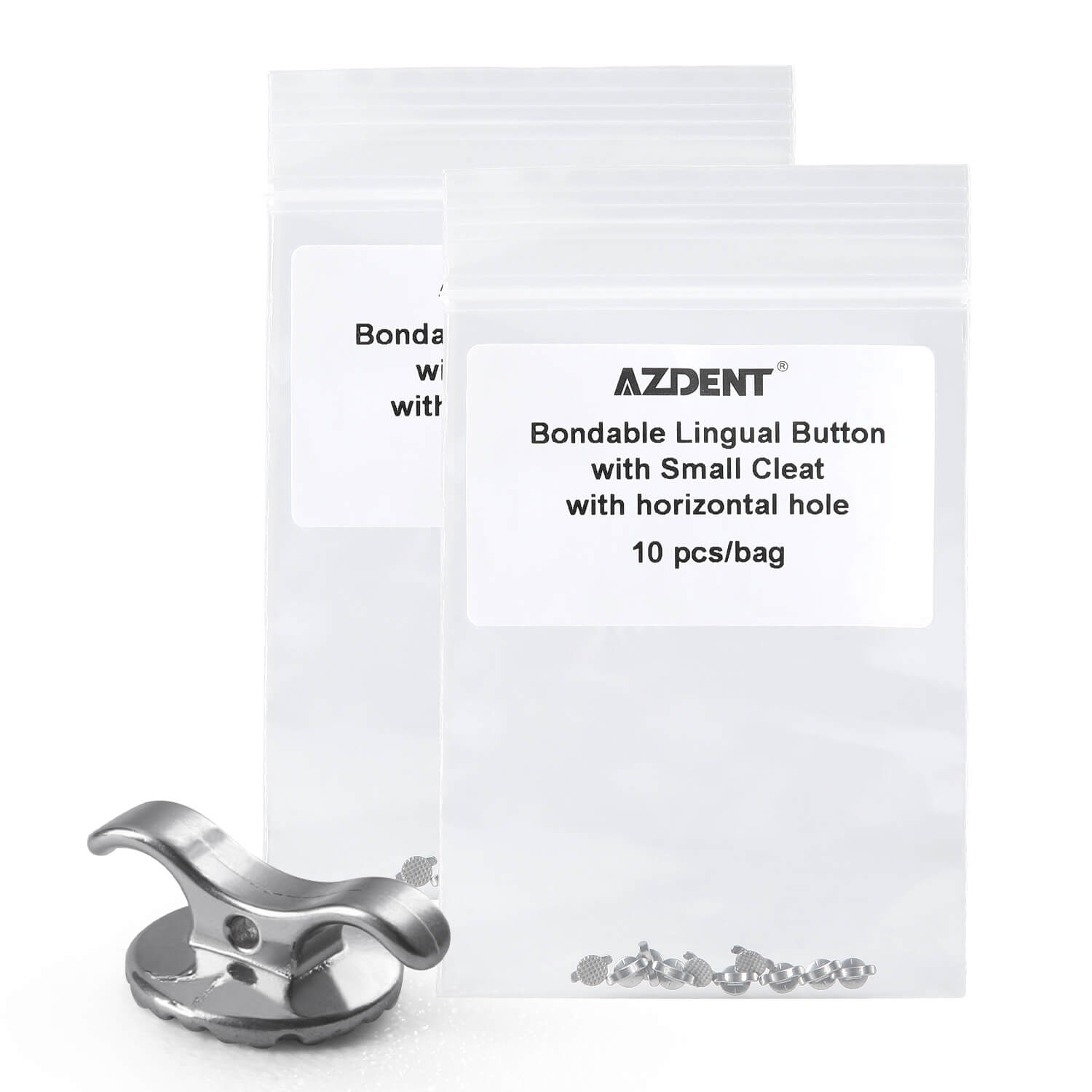 Dental Bondable Lingual Button with Hole Vertical/Horizontal Channel 10pcs/Pack - azdentall.com