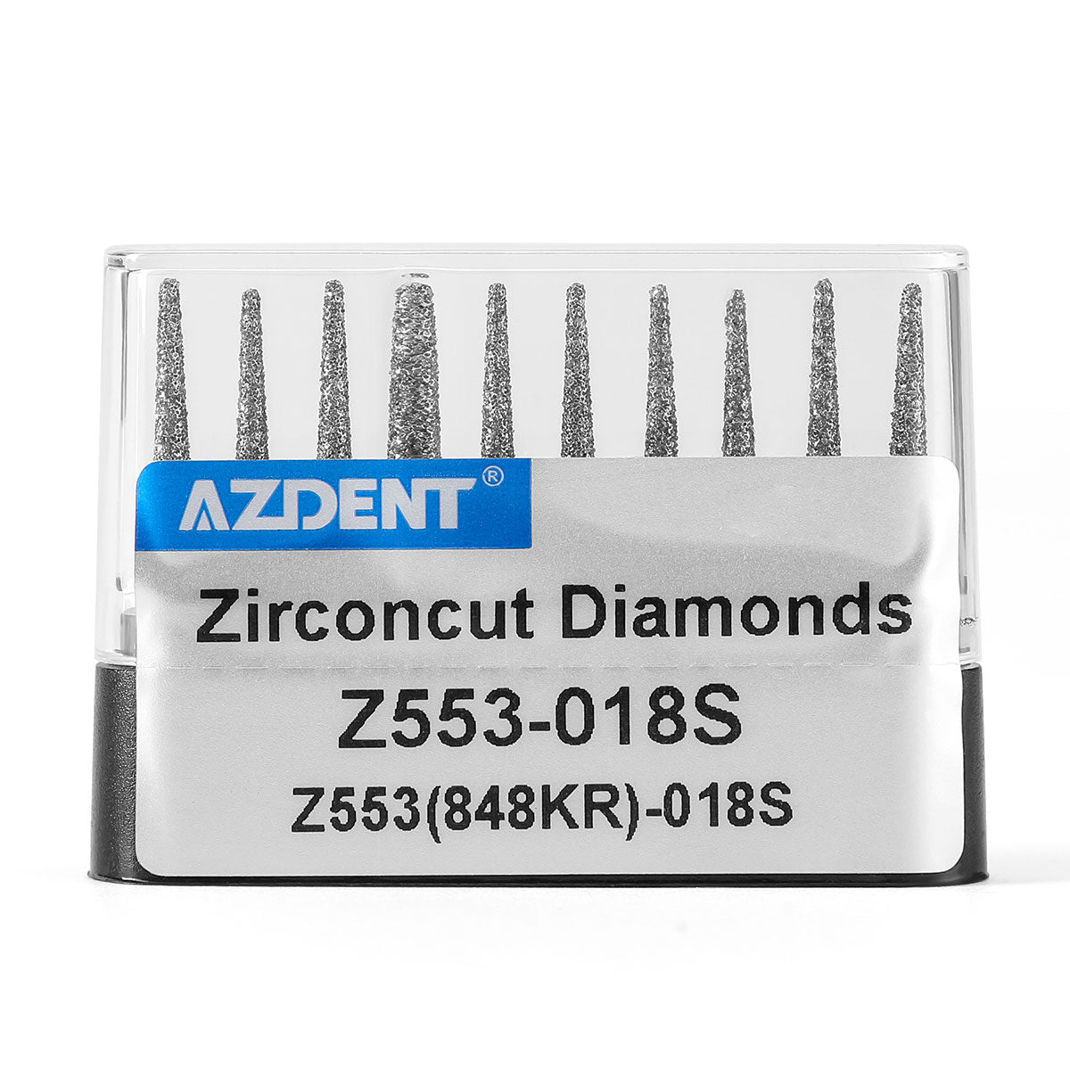 AZDENT Dental Diamond Burs FG Cutting Zirconia Ceramic Taper Round Edge for High Speed Handpiece Z553-018S 10pcs/Box - azdentall.com