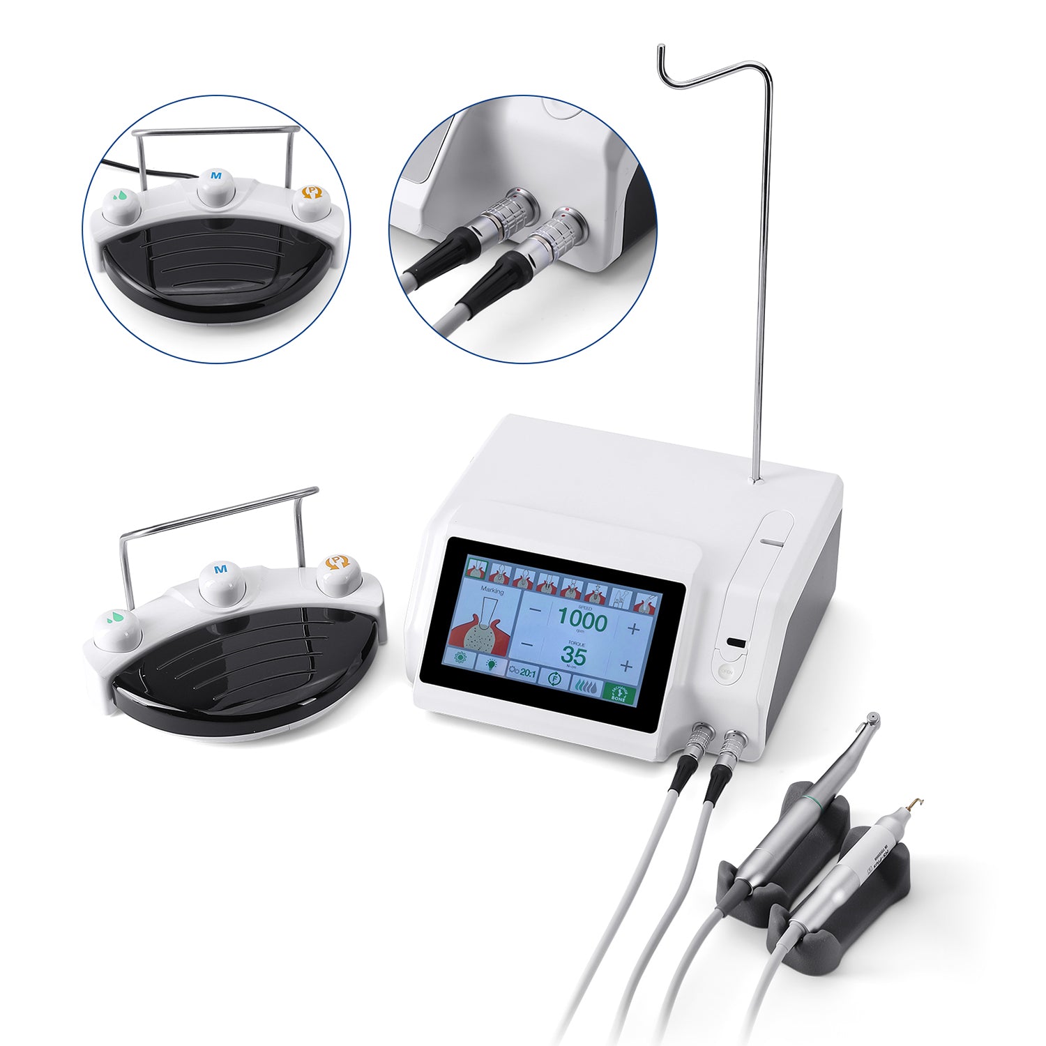 Dental 2 IN 1 Surgical Implant Motor Unit & Ultrasonic Bone Surgery with Two Handles and 20:1 LED Contra Angle - azdentall.com