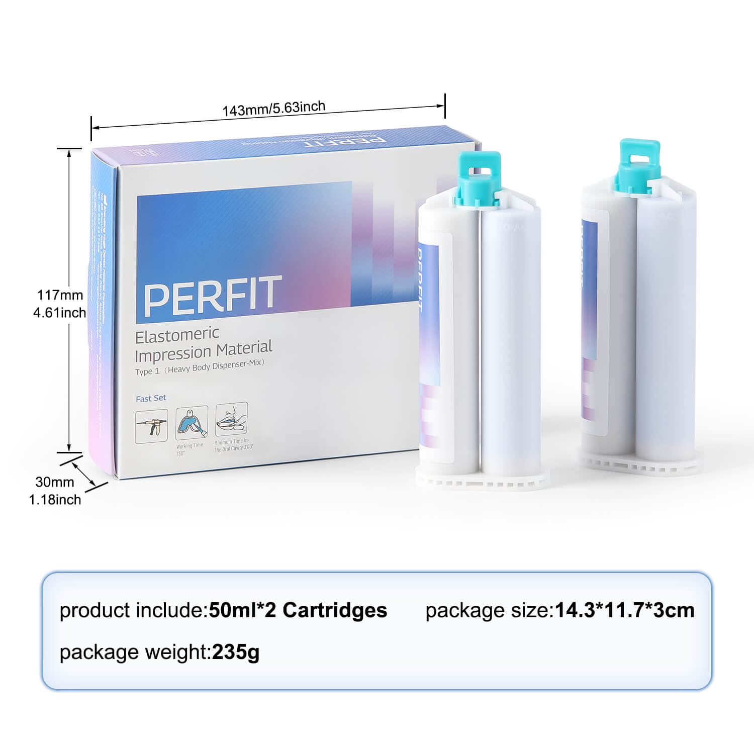 Dental Elastomeric Impression Material Type 1 Heavy Body Fast Set Cartridge 50ml*2 - azdentall.com