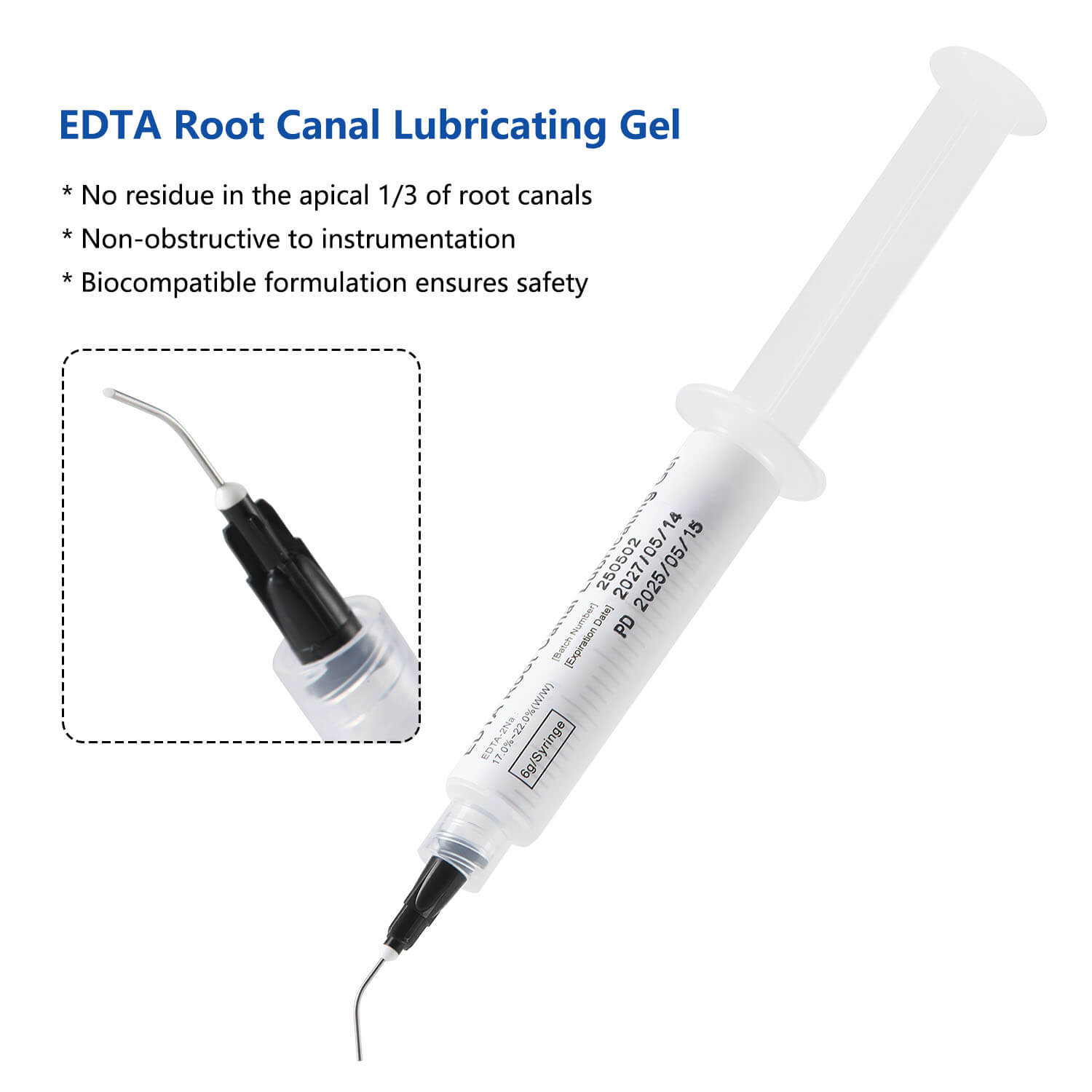 Dental EDTA Root Canal Lubricating Gel 6g Syringe with 10pcs Needles   AZDENT