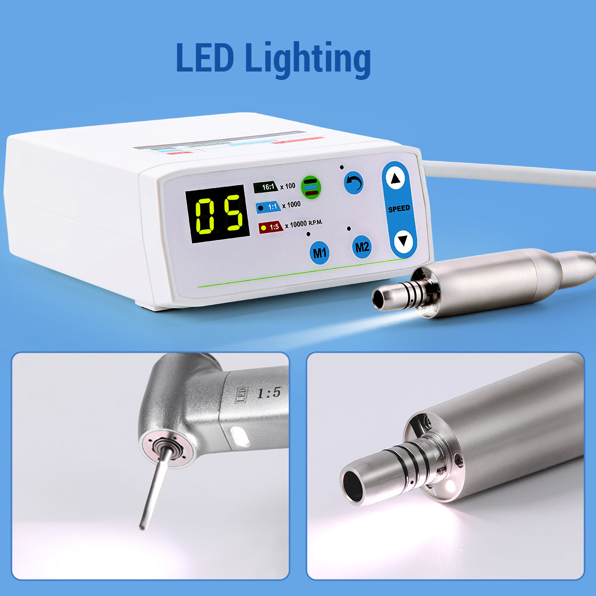 Dental LED Brushless Electric Micro Motor Internal Spray 1:1/1:5/16:1 4/2 Hole - azdentall.com