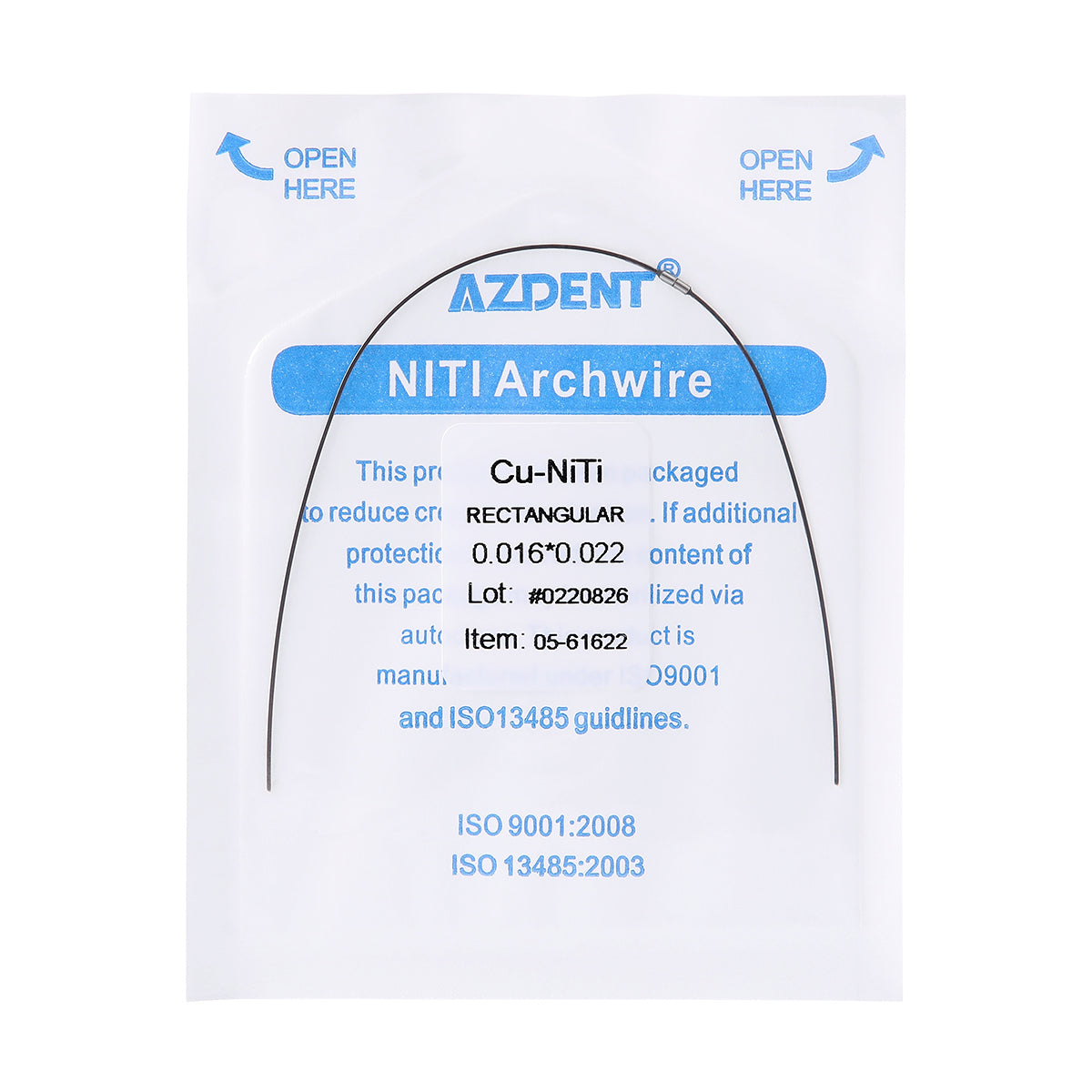 AZDENT Dental Copper Cu-NiTi Arch Wire Rectangular 35˚ Super Elastic With Stops Preformed Full Sizes 1pcs/Pack - azdentall.com