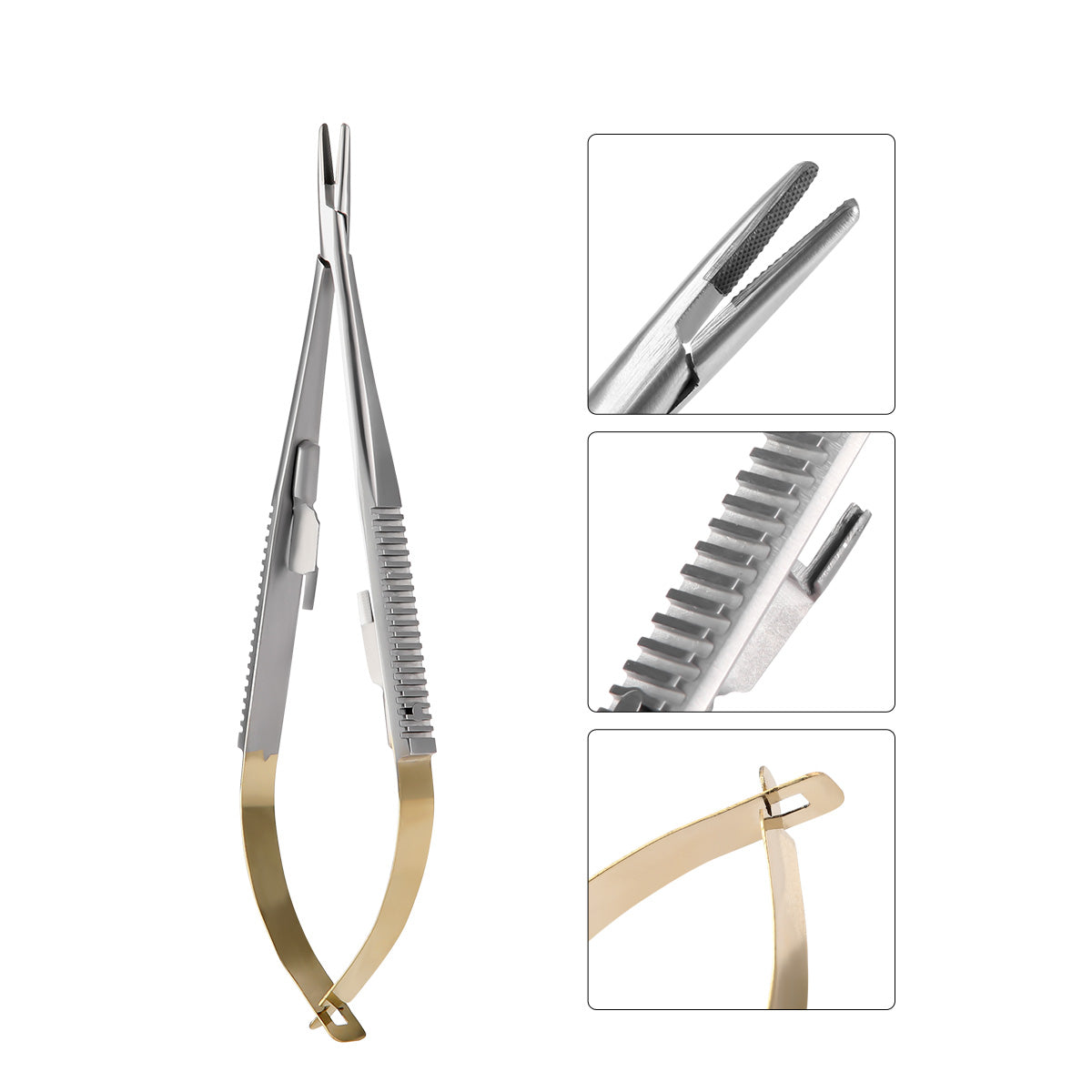 Dental Forceps Needle Holders Tweezer with Lock Straight/Curved Head 14cm/16cm - azdentall.com