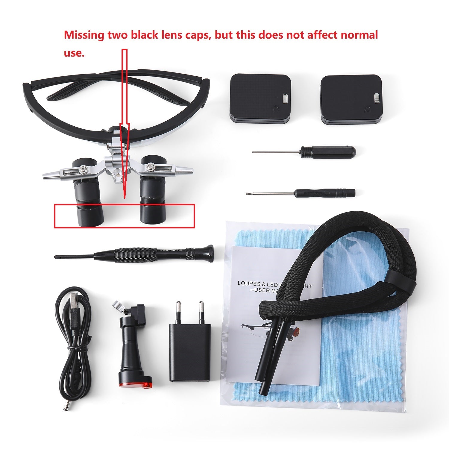 Ergonomic Dental Loupes Magnifier Binocular & LED Headlight with 4.0X 5.0X 6.0X Lenses - Open Box