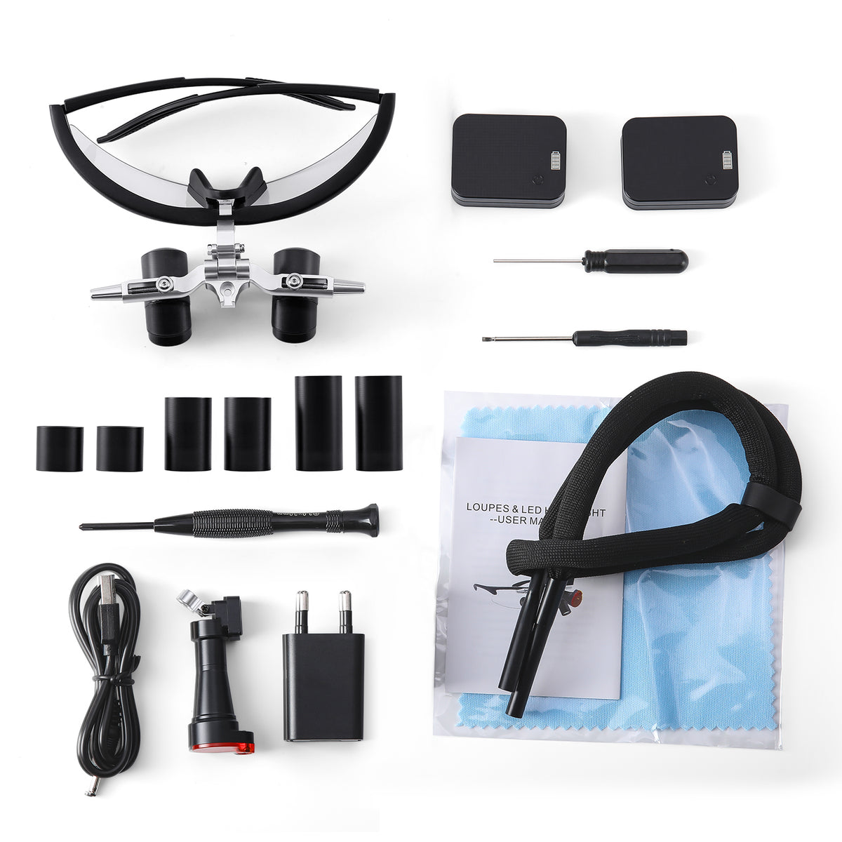 Ergonomic Dental Loupes LED Headlight with 4.0X 5.0X 6.0X Magnetic Interchangeable Magnification Lenses